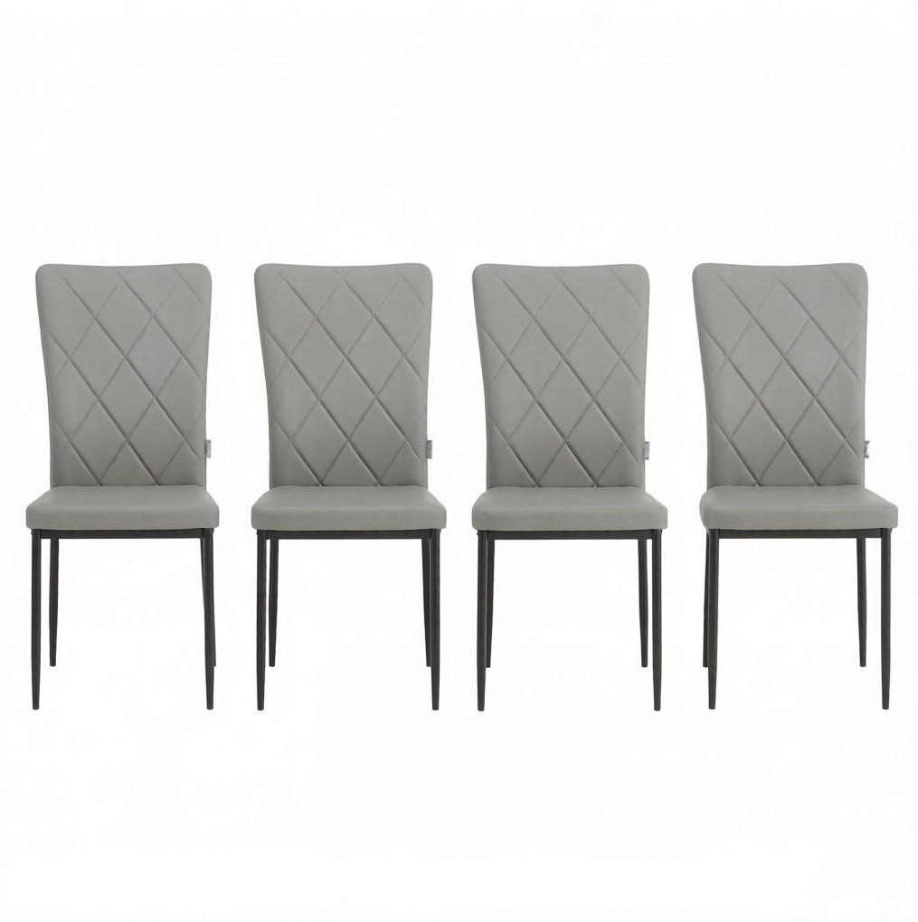 ESSSTUHL 4er-Set mit hoher Rückenlehne Grau Metall Kunstleder - Grau, Metall (42.5/94.5/40cm) - Meubliv