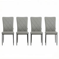 ESSSTUHL 4er-Set mit hoher Rückenlehne Grau Metall Kunstleder - Grau, Metall (42.5/94.5/40cm) - Meubliv