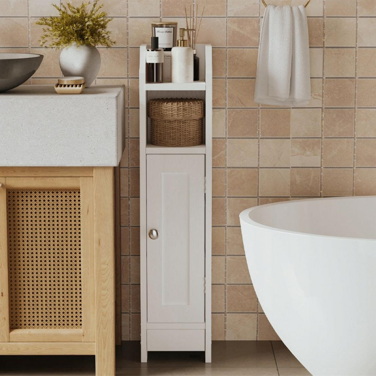 BADEZIMMERSCHRANK, weiß 18/20/80 cm - Weiß, Holzwerkstoff (18/80/20cm)