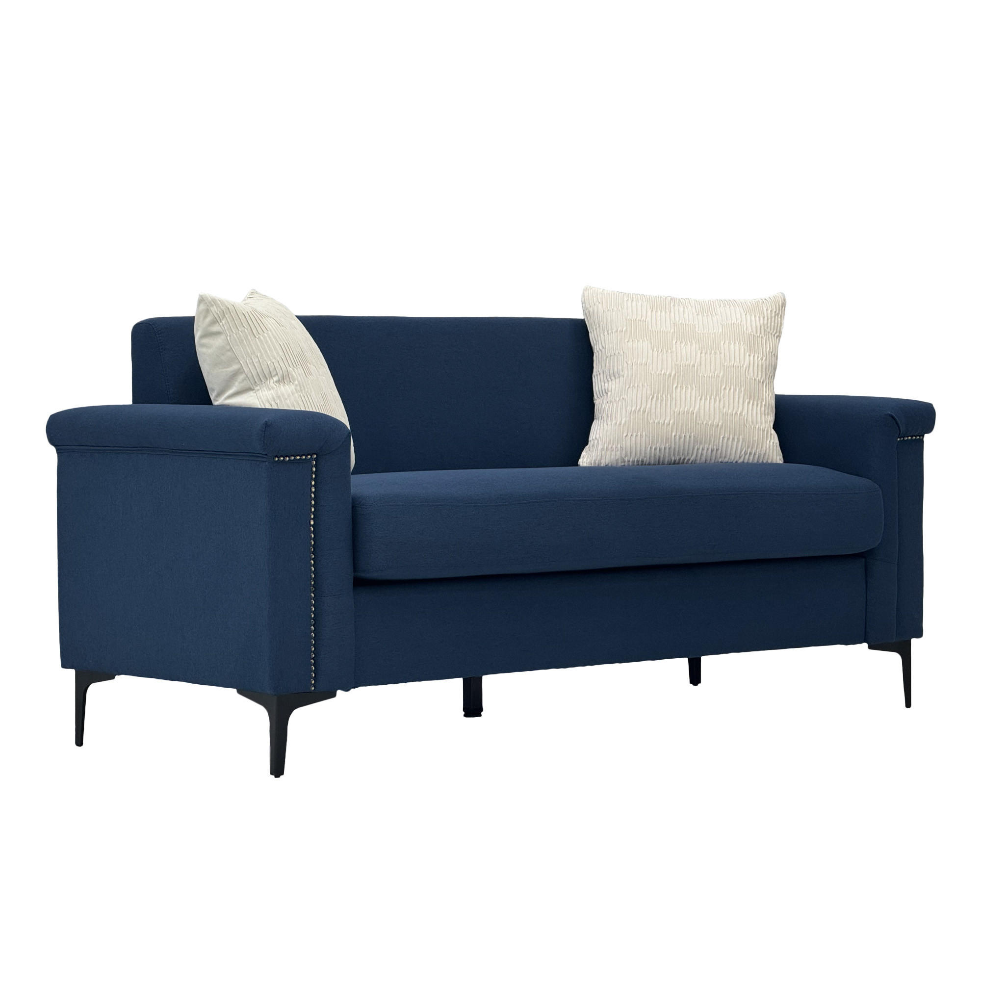 2-SITZER-SOFA DE-35053 mit Leinenbezug Blau - Blau, Holzwerkstoff (73.5/81.5/172cm) - ComfortXL