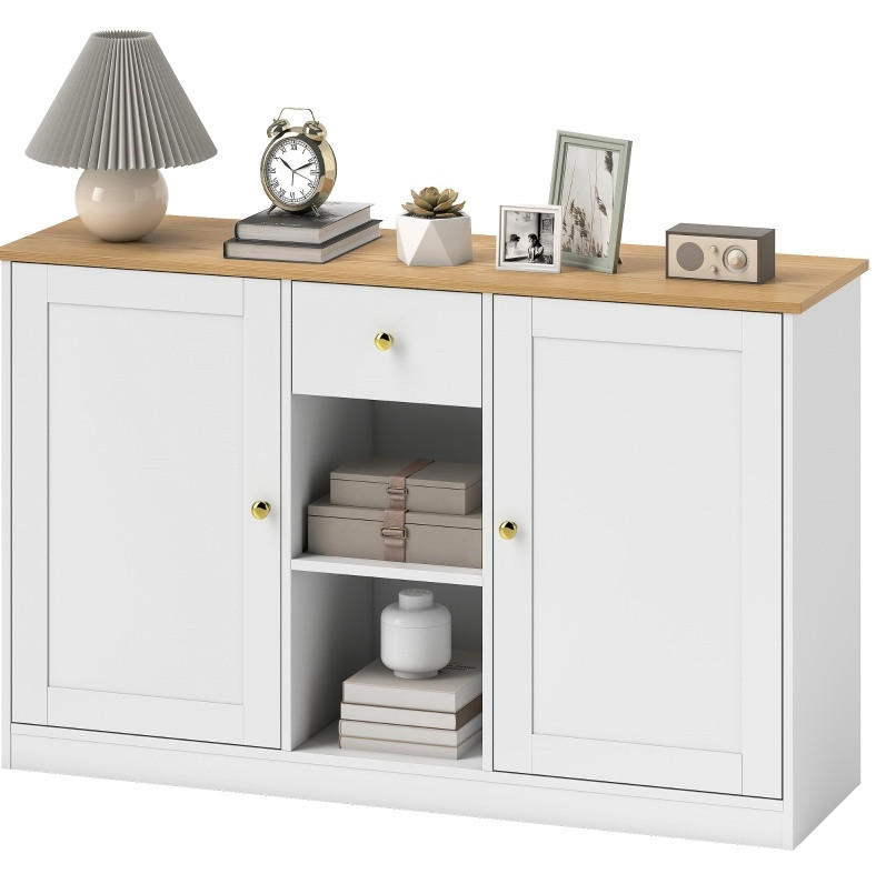 SIDEBOARD 120/35/75,2 cm Weiß aus Holz mit Schublade und Türen - Weiß, Holz (35/75.2/120cm) - OKWISH