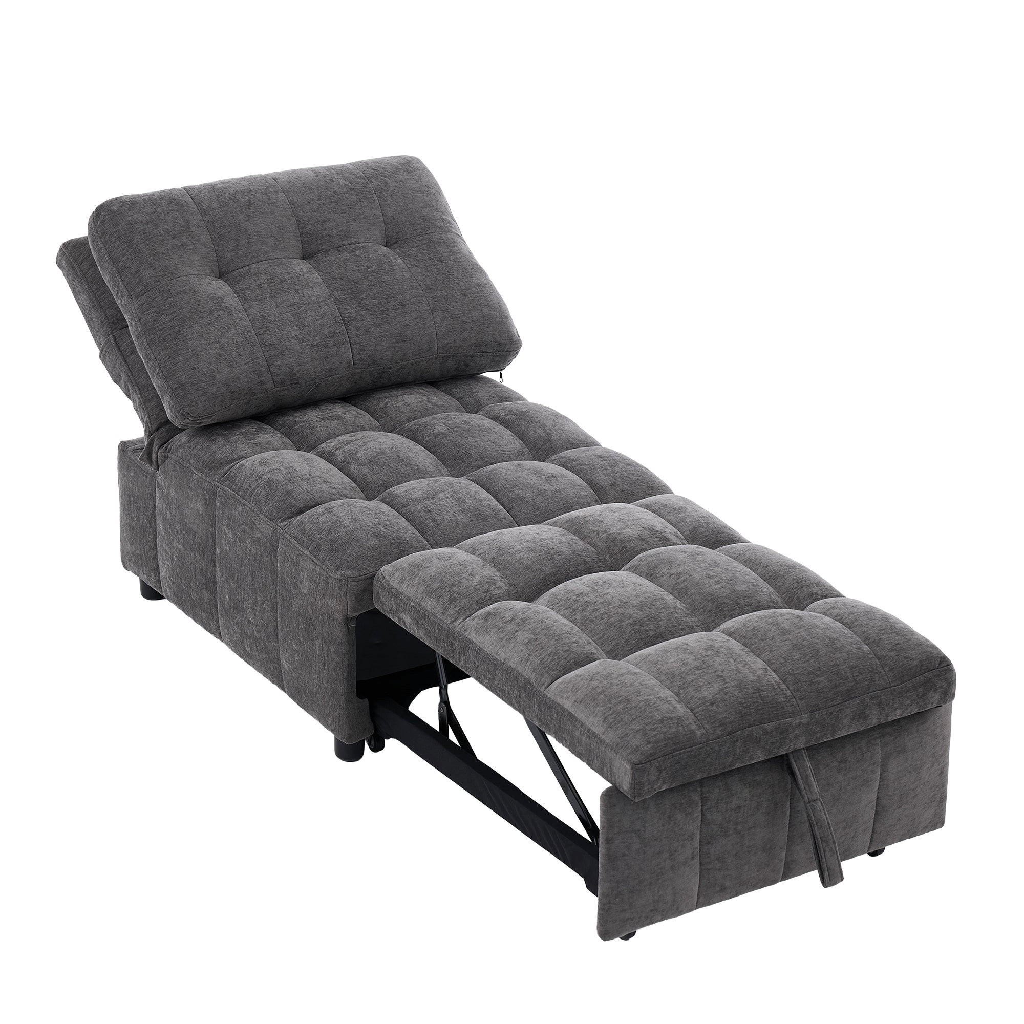 SCHLAFSESSEL aus Stoff, Verstellbare Rückenlehne, Grau - Grau, Textil (95/76/68cm) - Urban Meuble