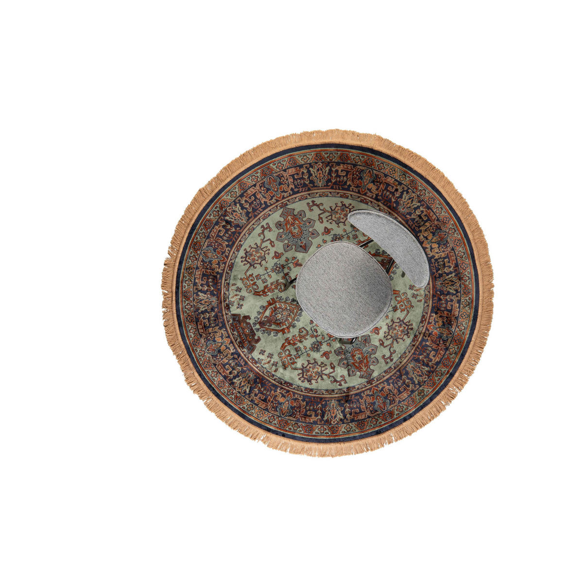TEPPICH Raz Rund 160 cm Persisches/Orientalisches Motiv Grün - Grün, Textil (160/160cm) - Housecraft Living