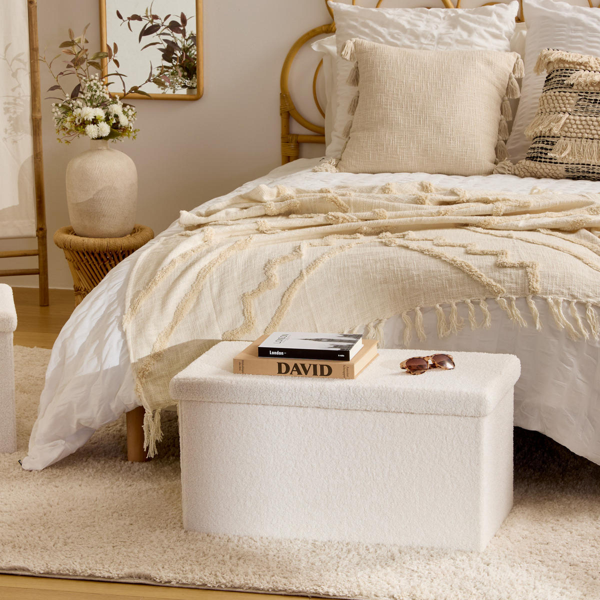 POUF 76/38/38 cm - Weiß, Holzwerkstoff (38/38/76cm) - Atmosphera Createur d´interieur