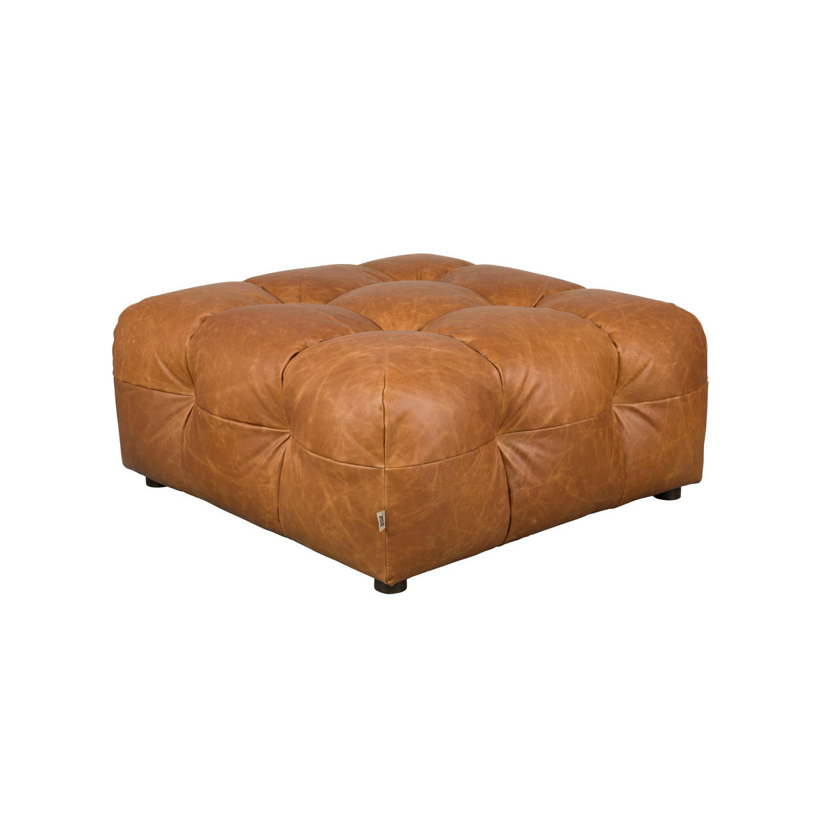 SITZHOCKER Hackman Leder Cognac/ Braun - Cognac/Braun, Leder (100/45/100cm) - Dutchbone