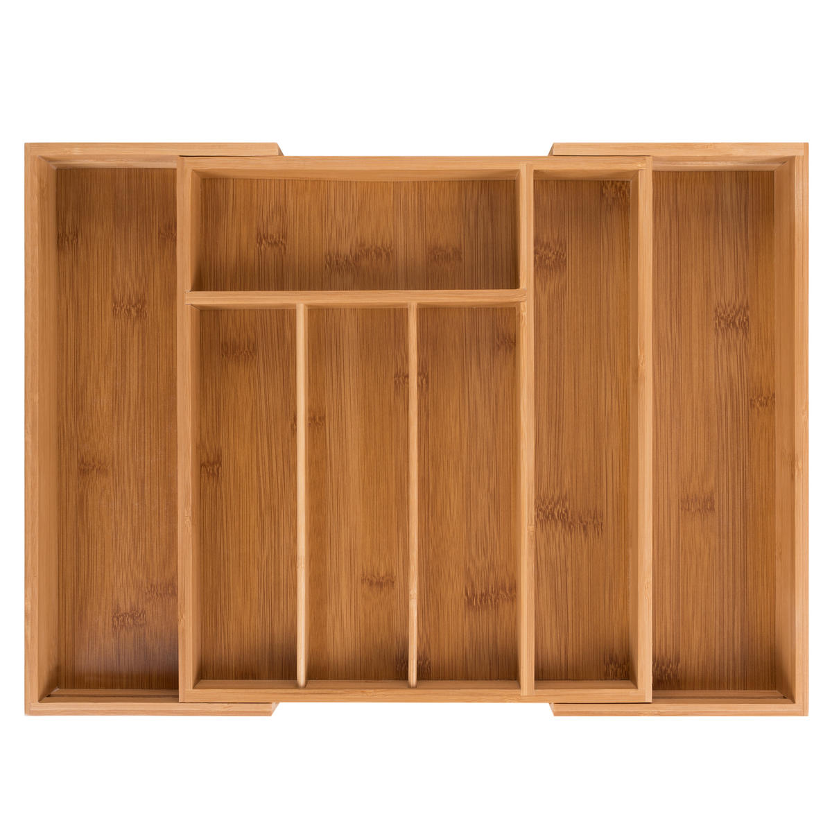 BESTECKKASTEN größenverstellbar 5 - 7 Fächer Bambus - Eichefarben, Holz (29/5/33cm) - Blumtal