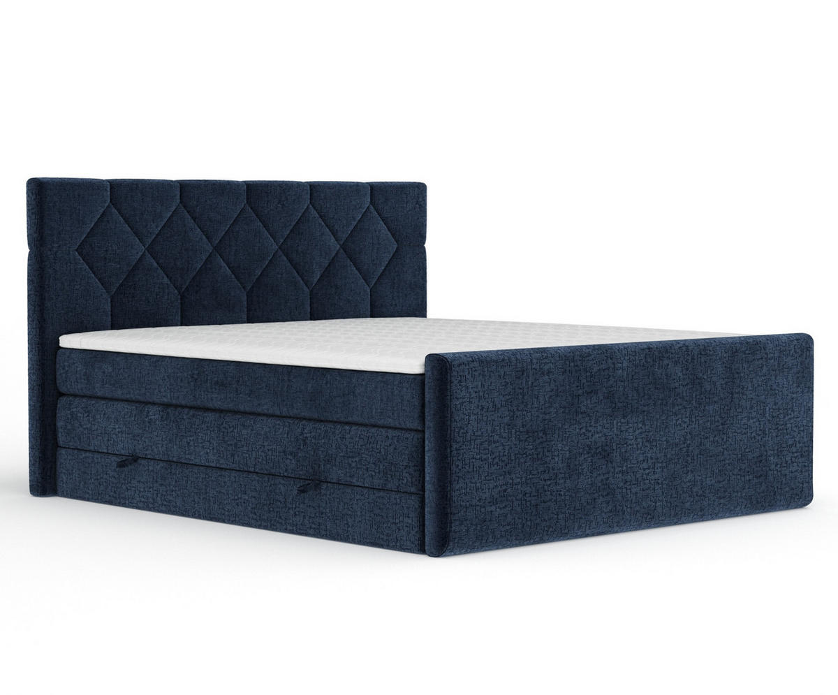BOXSPRINGBETT Toma Marineblau 160/200 cm - Schwarz/Dunkelblau, Holz/Holzwerkstoff (160/200cm) - Maison de Reve