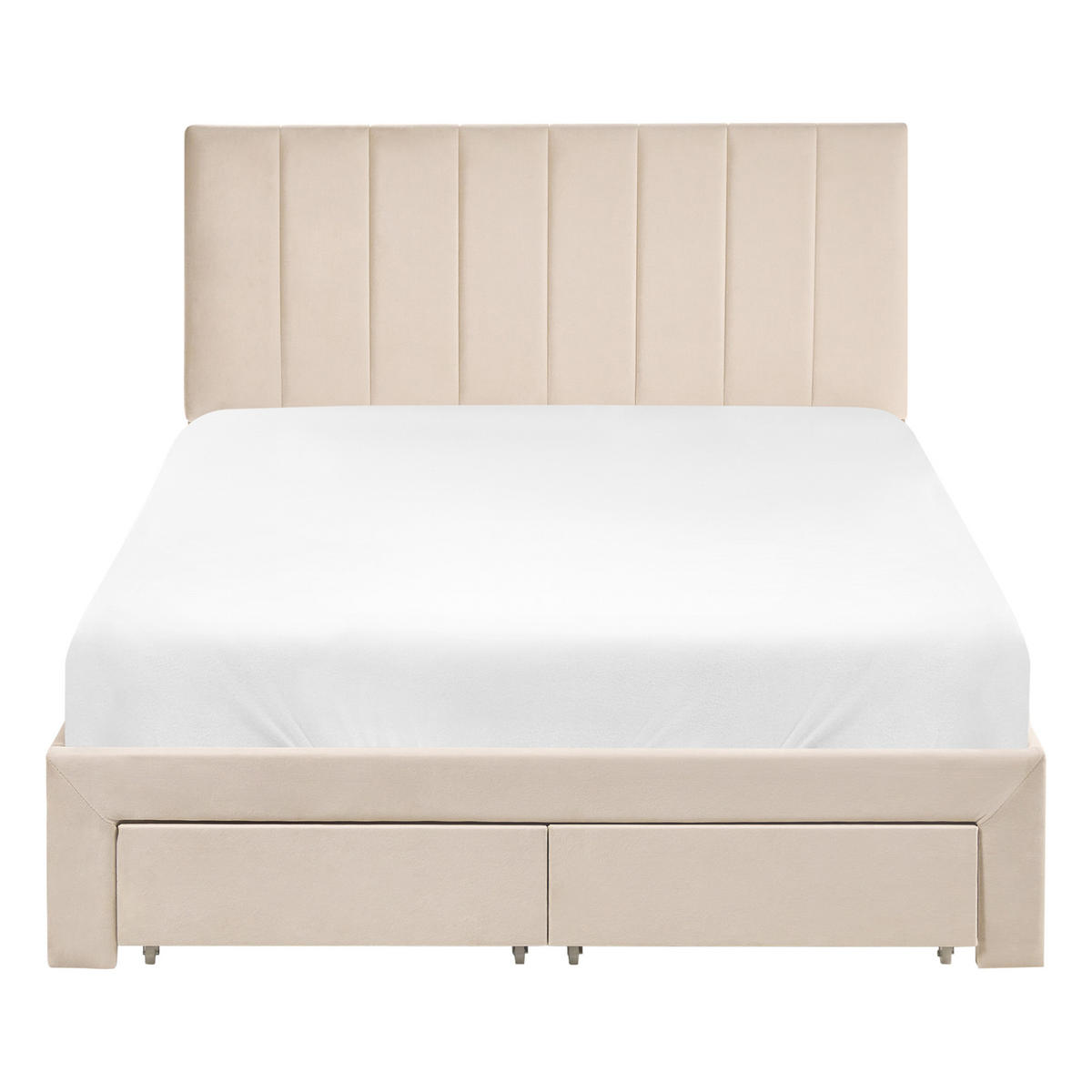 BETT mit Schubladen 120/200 cm Samtstoff Beige Lonzac - Beige, Textil (120/200cm) - Beliani