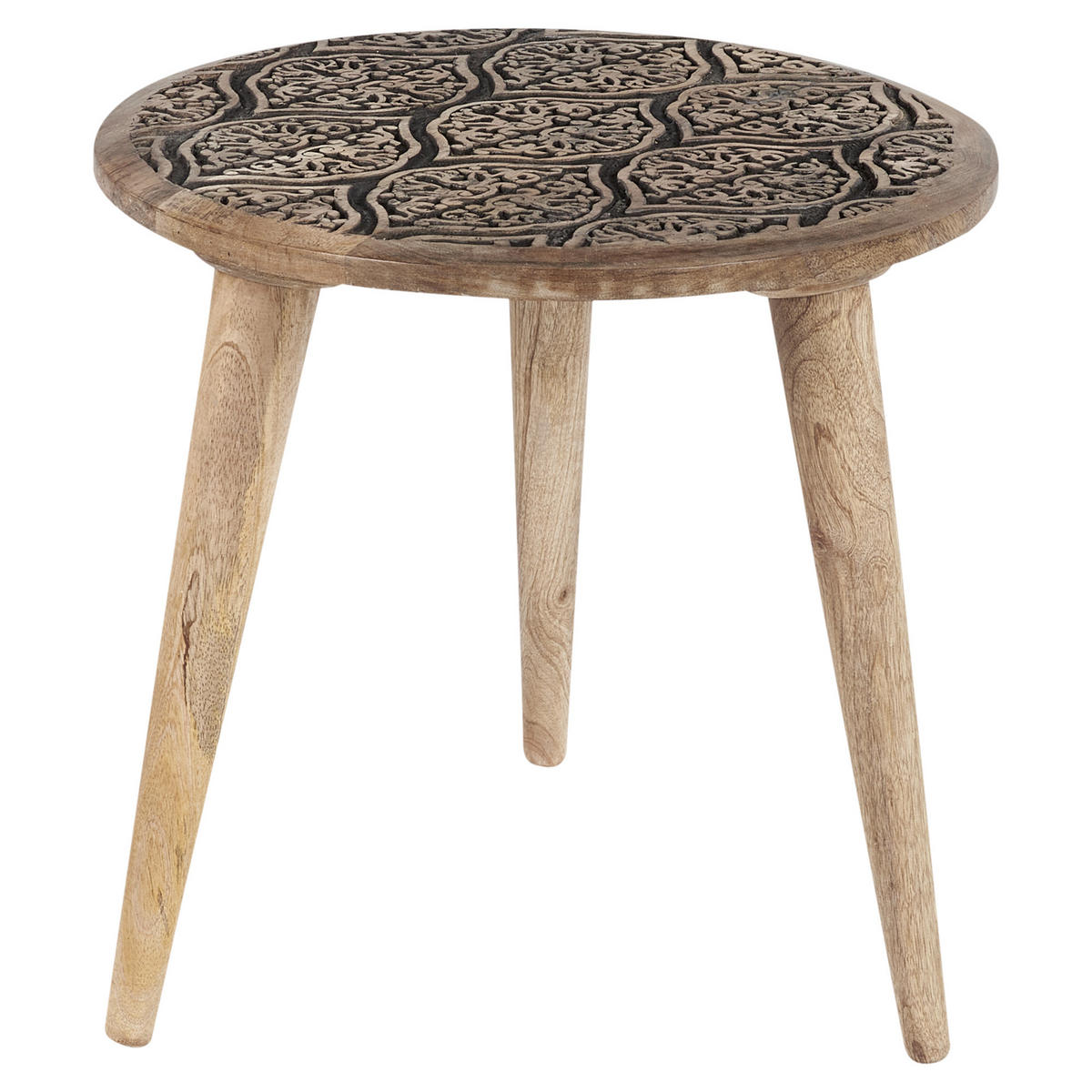 BEISTELLTISCH 2er-Set Mangoholz hellbraun rund Sharma - Hellbraun, Holz (40/40/40cm) - Beliani