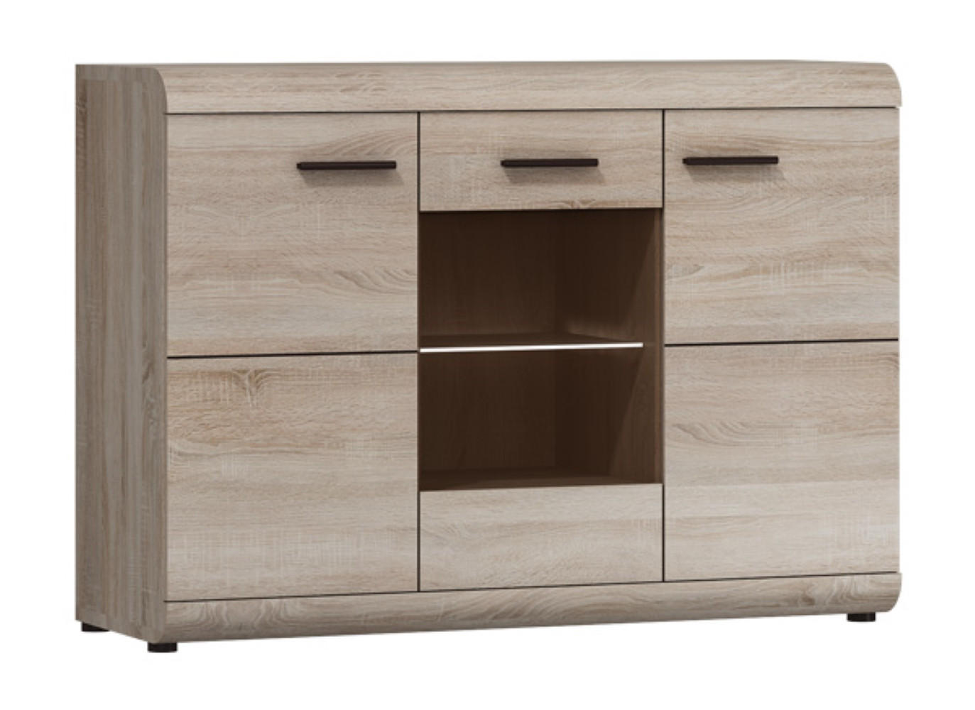 KOMMODE Link E eiche sonoma 120 / 42 / 86 cm - Braun/Sonoma Eiche, Holz/Holzwerkstoff (120/86/42cm) - Feldmann-Wohnen