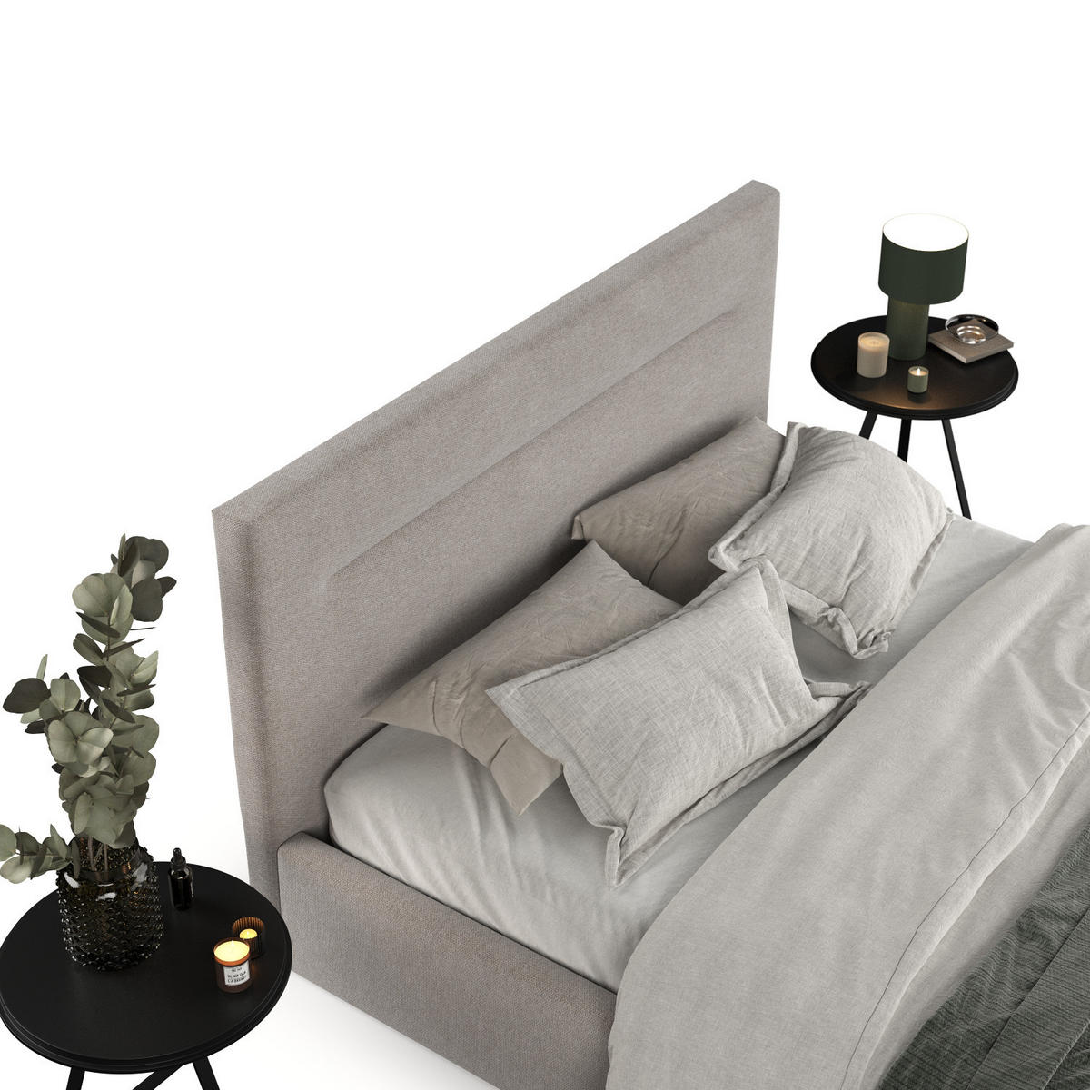 POLSTERBETT Liline 160/200 cm Graubraun im Asti Stoff - Graubraun/Schwarz, Holz/Holzwerkstoff (160/200cm) - AltaBeds