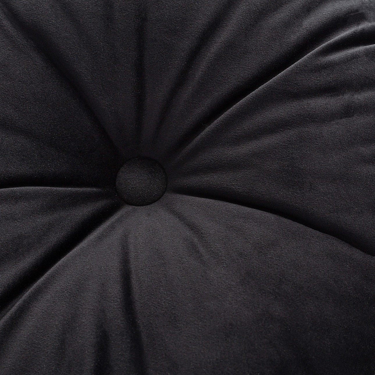 KISSEN Velvet rund, schwarz, 37cm - Schwarz, Textil (37cm) - Dekoria