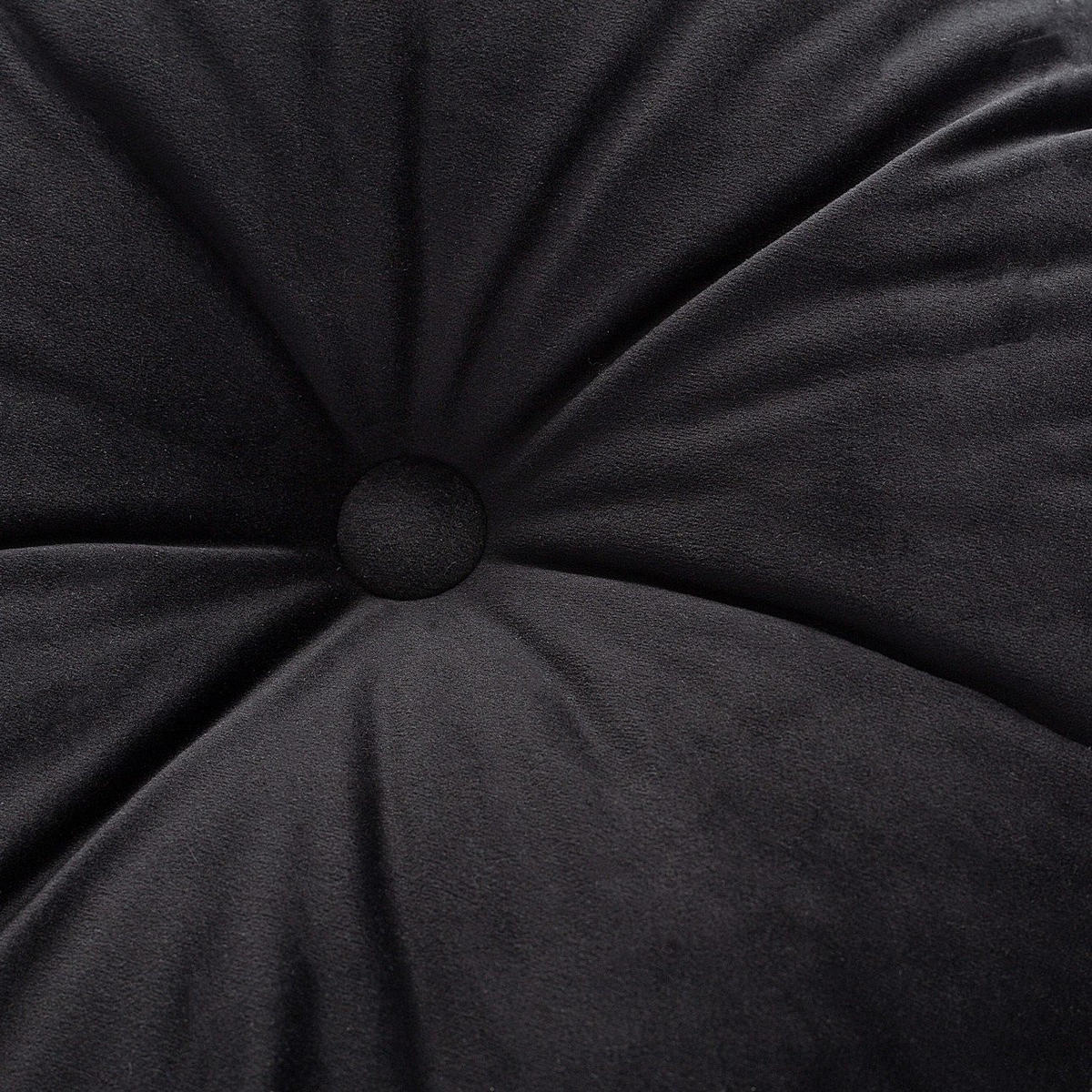 KISSEN Velvet rund, schwarz, 37cm - Schwarz, Textil (37cm) - Dekoria