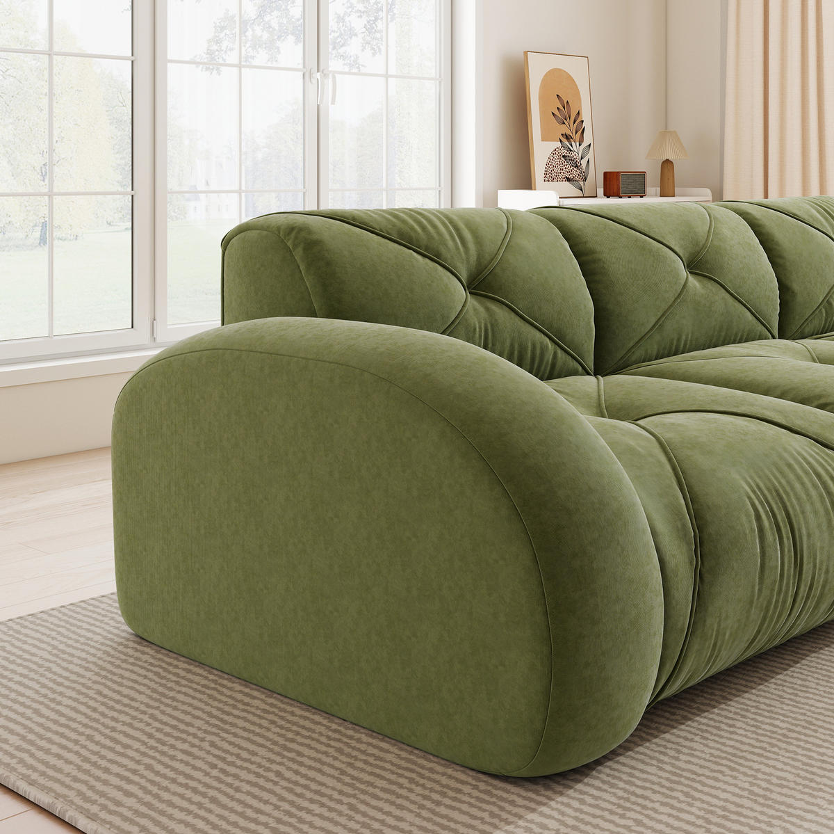 SOFA rahmenlos modular Chenille Green - Grün, Kunststoff (171/76/204.1cm) - Meubliv