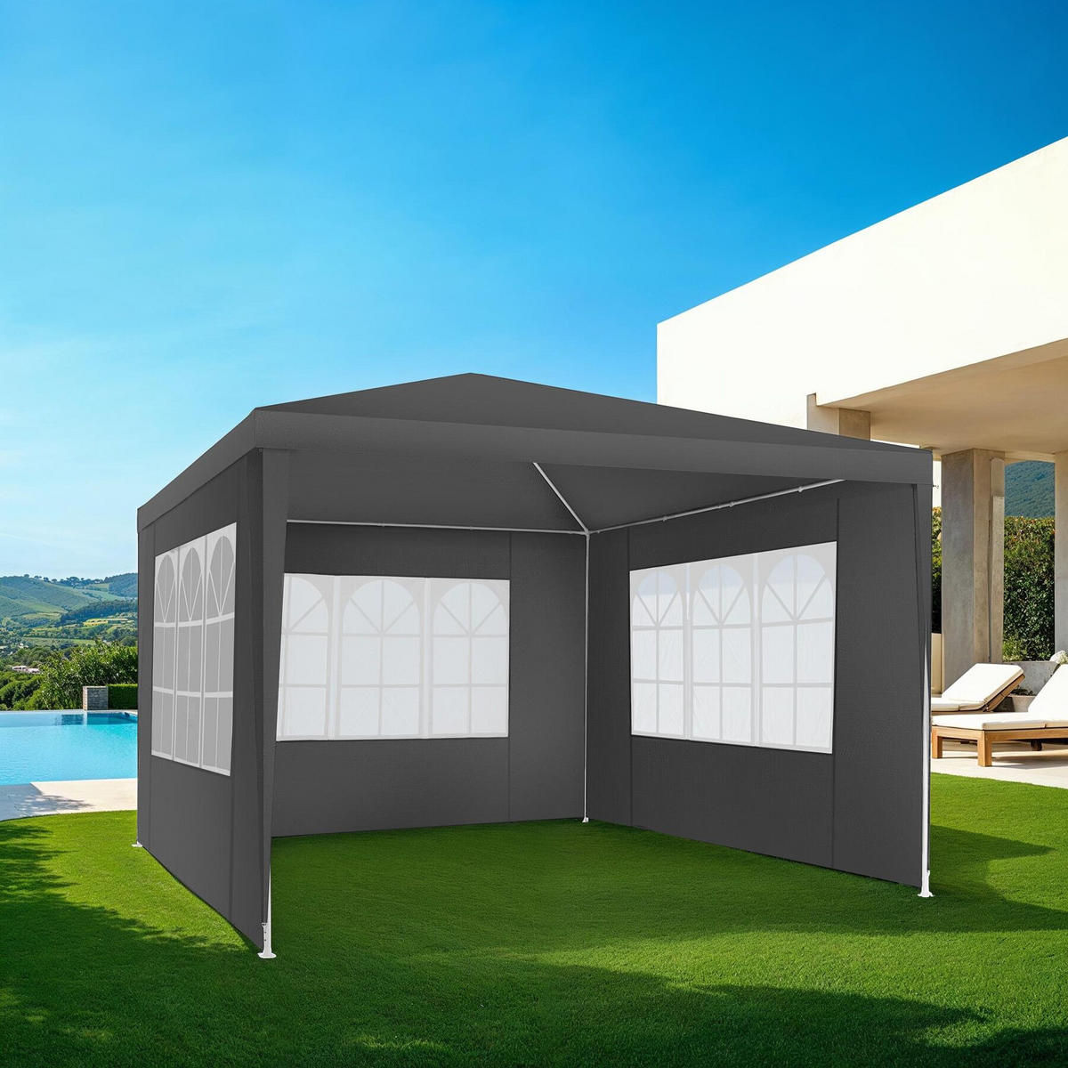 PAVILLON Barinas,wasserdicht,grau - Grau, Kunststoff (300/250/300cm) - tectake