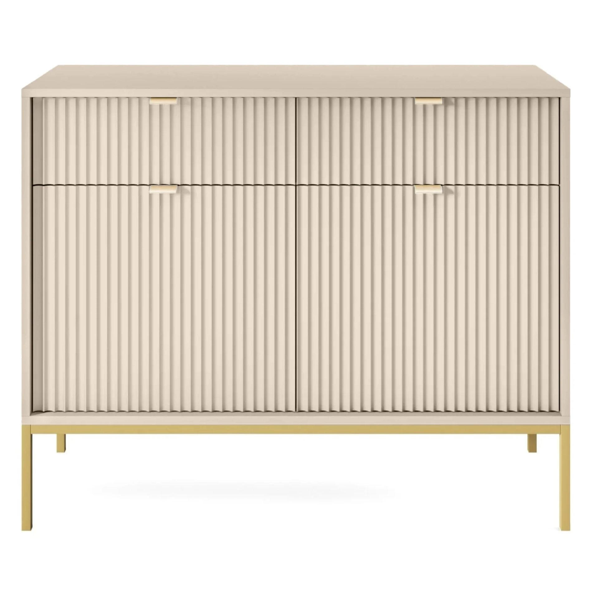 VELLORE Sideboard - Beige/Goldfarben, Holzwerkstoff/Metall (104/83/39cm) - Selsey
