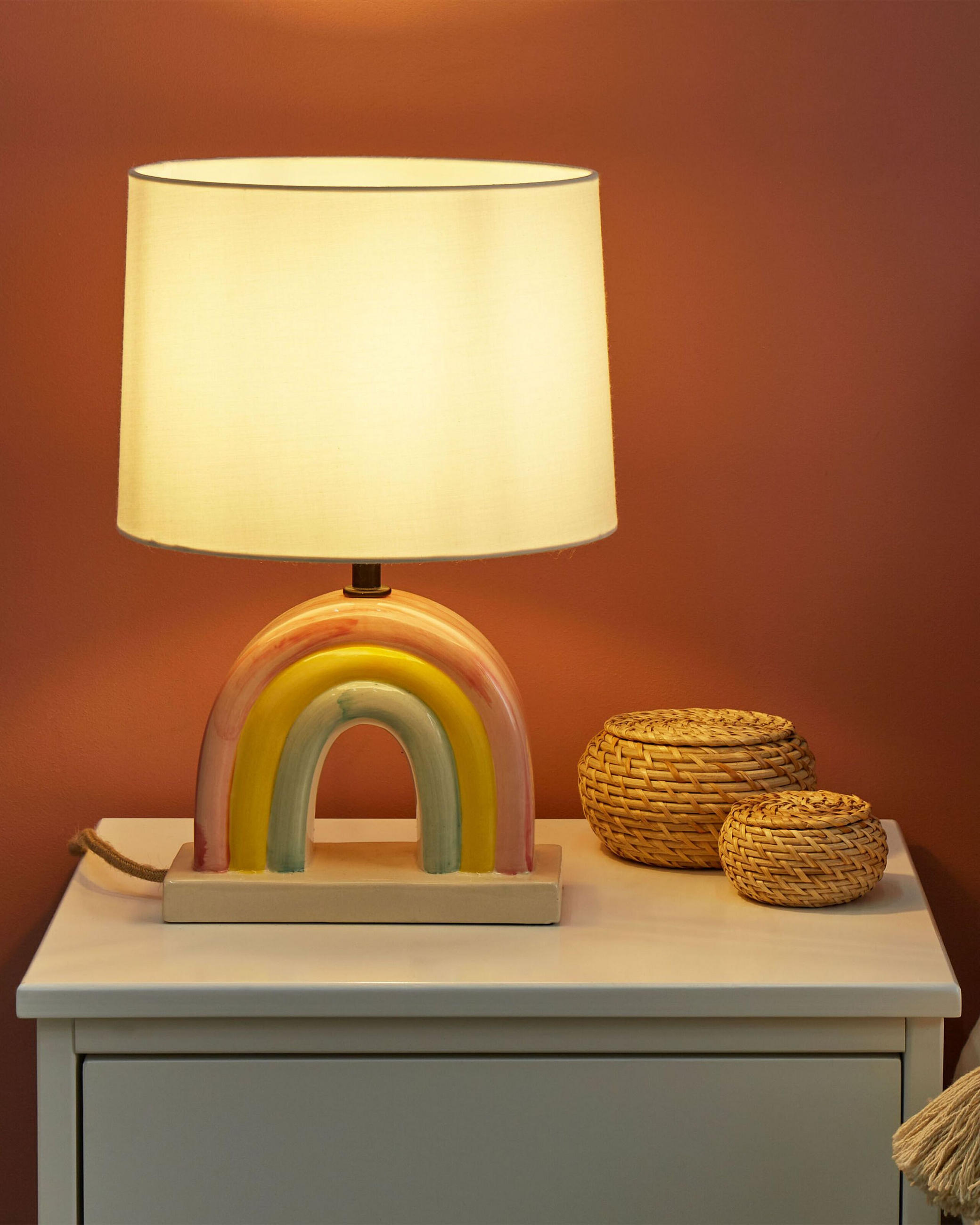 TISCHLEUCHTE Bunt/Weiß Titna - Multicolor/Weiß, Keramik (28/28/42cm) - Beliani