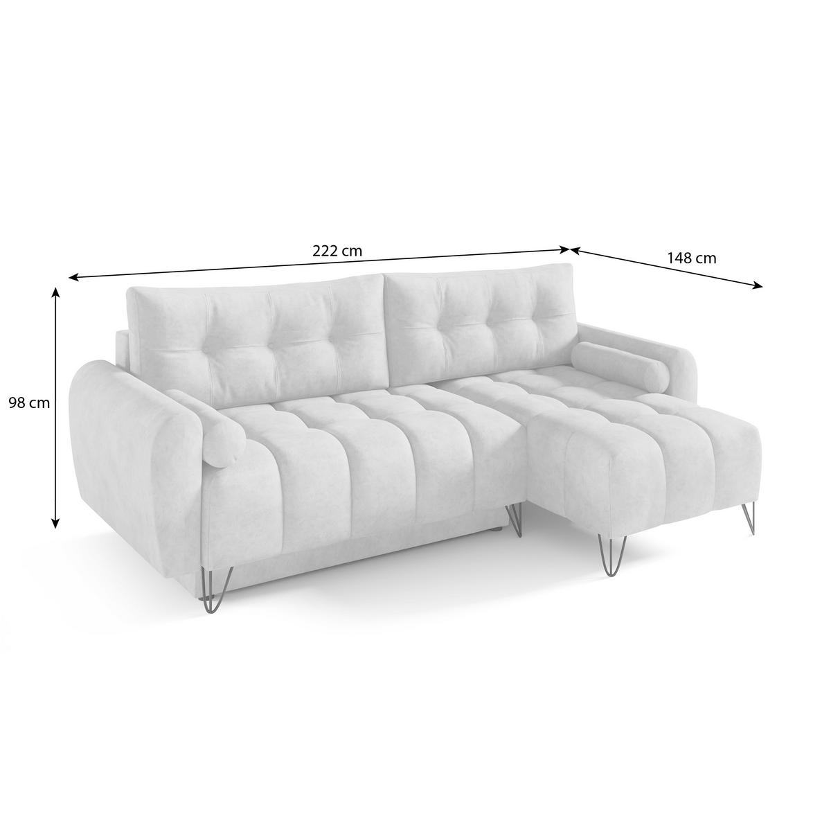 ECKSCHLAFSOFA Malaga Mini universeller Ottomane, Schwarz - Schwarz, Textil (222/148cm) - Beautysofa