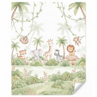 KINDERTAPETE - Tiere - Dschungel - Pastell - 220x280 cm - Weiß, Papier (220/280cm) - OnlyWow