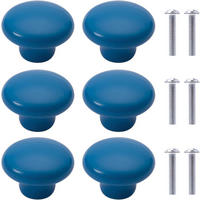 SCHRANKKNOPF Keramik Blau 6er-Set - Blau, Keramik (0.32/2.4/0.32cm)