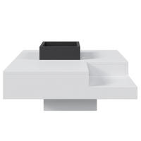 COUCHTISCH aus Spanplatte 72x72x30 cm Schwarz-Weiß mit LED-Beleuchtung und abnehmbarer Aufbewahrungsbox - Weiß, Holzwerkstoff (72/72/30cm) - IVMEU