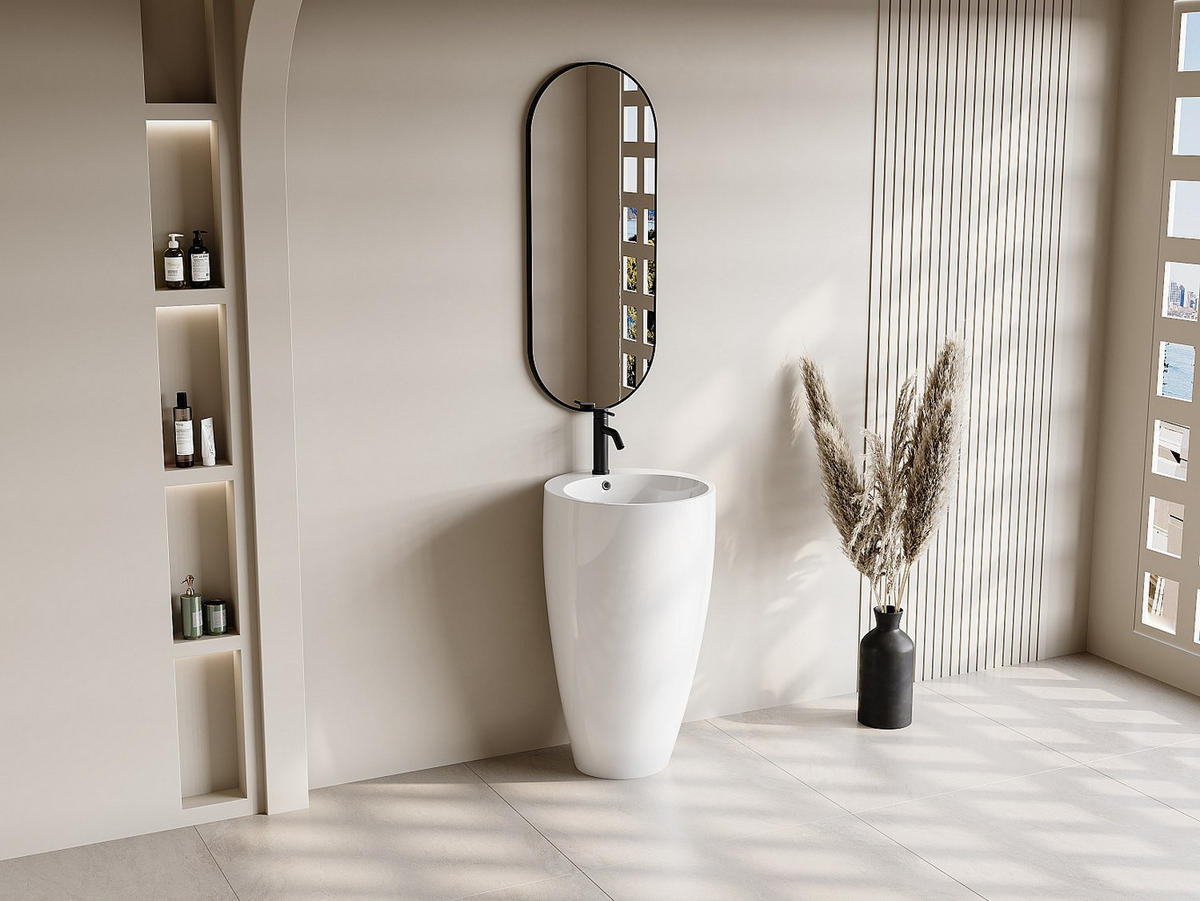 FREISTEHENDES Waschbecken - 50cm x 50cm - Keramik - weiß - MILOS - Weiß, Keramik (50/83/50cm) - Vente-Unique