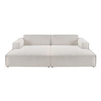 BIG SOFA SAMU Silber Cord - Silberfarben/Schwarz, Textil (256/72/168cm) - KAWOLA