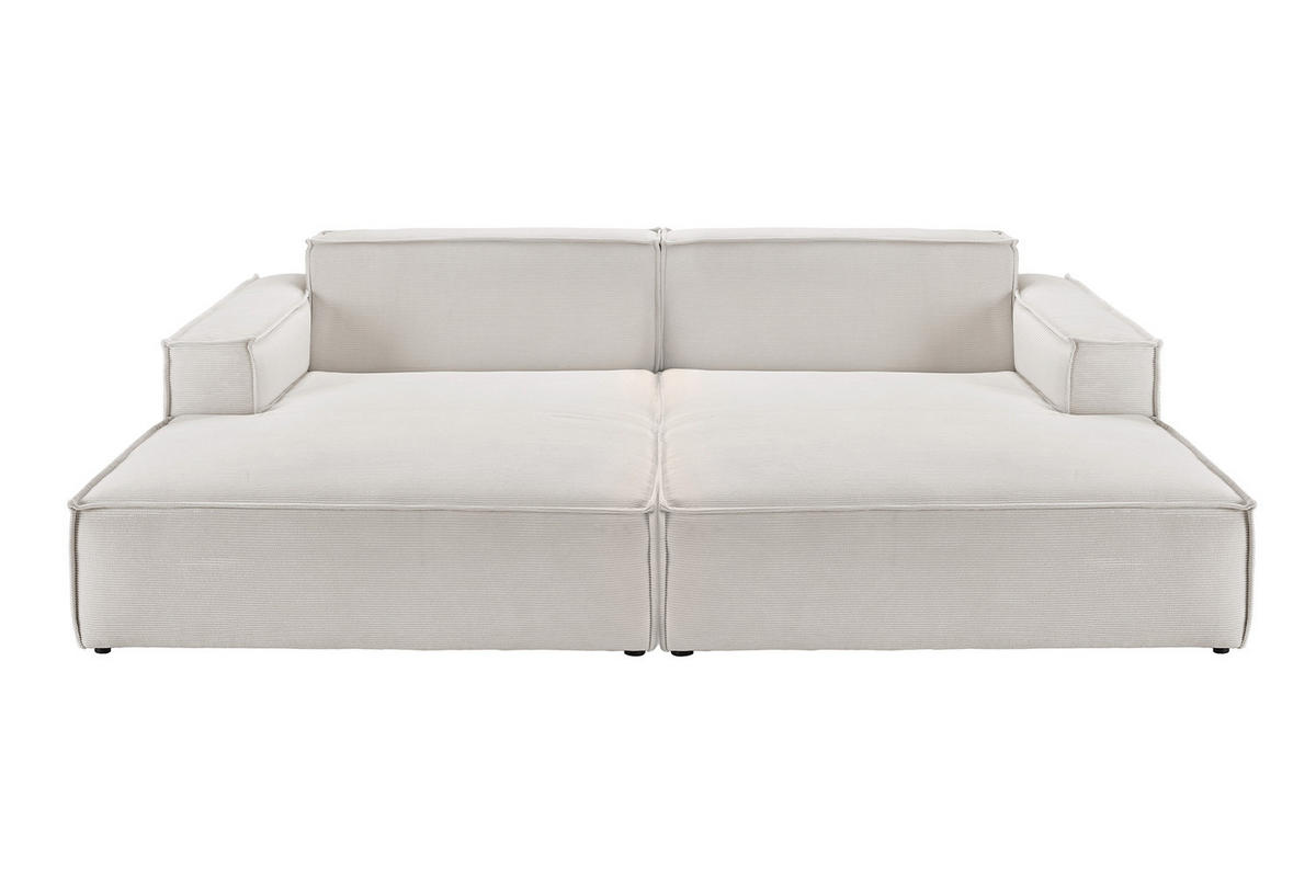BIG SOFA SAMU Silber Cord - Silberfarben/Schwarz, Textil (256/72/168cm) - KAWOLA