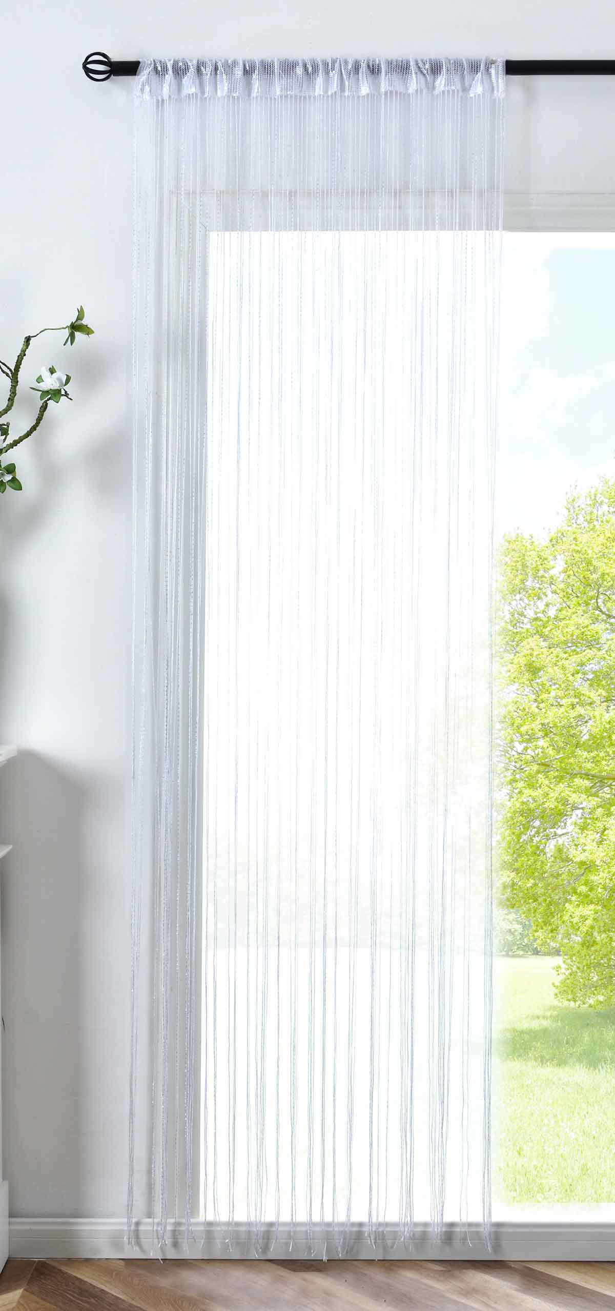 FADENGARDINE Shanghai HxB 250x145 cm Weiß Lurex - Weiß, Textil (145/250cm) - Gardinenbox