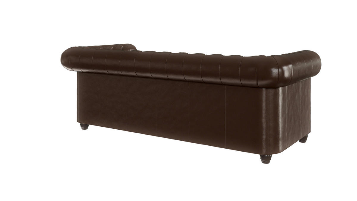 SITZGARNITUR 3+2+1 mit Schlaffunktion Chesterfield Morin Braun Vegan Leder - Braun, Buchenholz/Textil (203/72/86cm) - S-Style Möbel