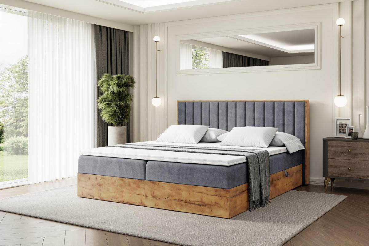 BOXBETT mit Matratze H3 und Lattenrost - LOLLI4 - 140x200 - Dunkelgrau - Grau, Holzwerkstoff/Kunststoff (140/200cm) - ALTDECOR