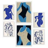 POSTER Set Mit 6 Mettle Körper 1 In Weibliche Zusammenfassung Ästhetische Dekorative Gemälde Für Ihr Wohnzimmer Zuhause A3 & A4 Weißer Rahmen - Weiß, Papier (29/3cm) - Nacnic