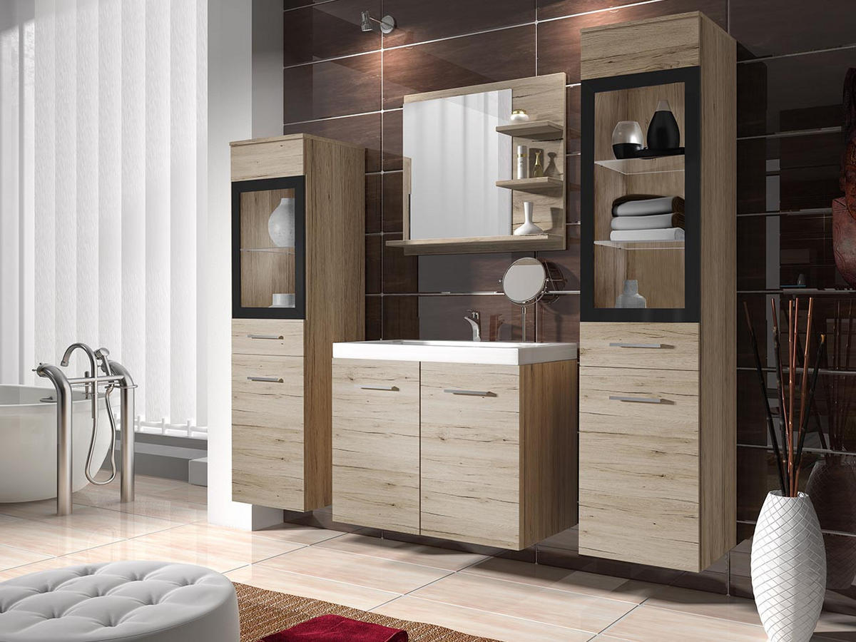 BADMÖBEL-SET Madrit I - Eiche San Remo, Holzwerkstoff (30/132/30cm) - MIRJAN24