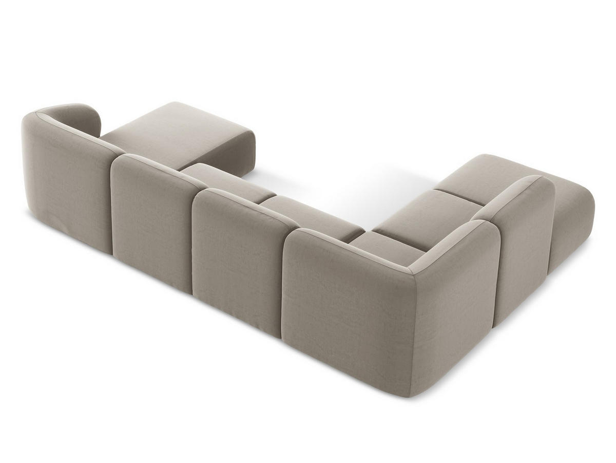 WOHNLANDSCHAFT Samt Stoff Grau - Taupe/Schwarz, Holzwerkstoff/Kunststoff (325/75/236cm) - Makamii