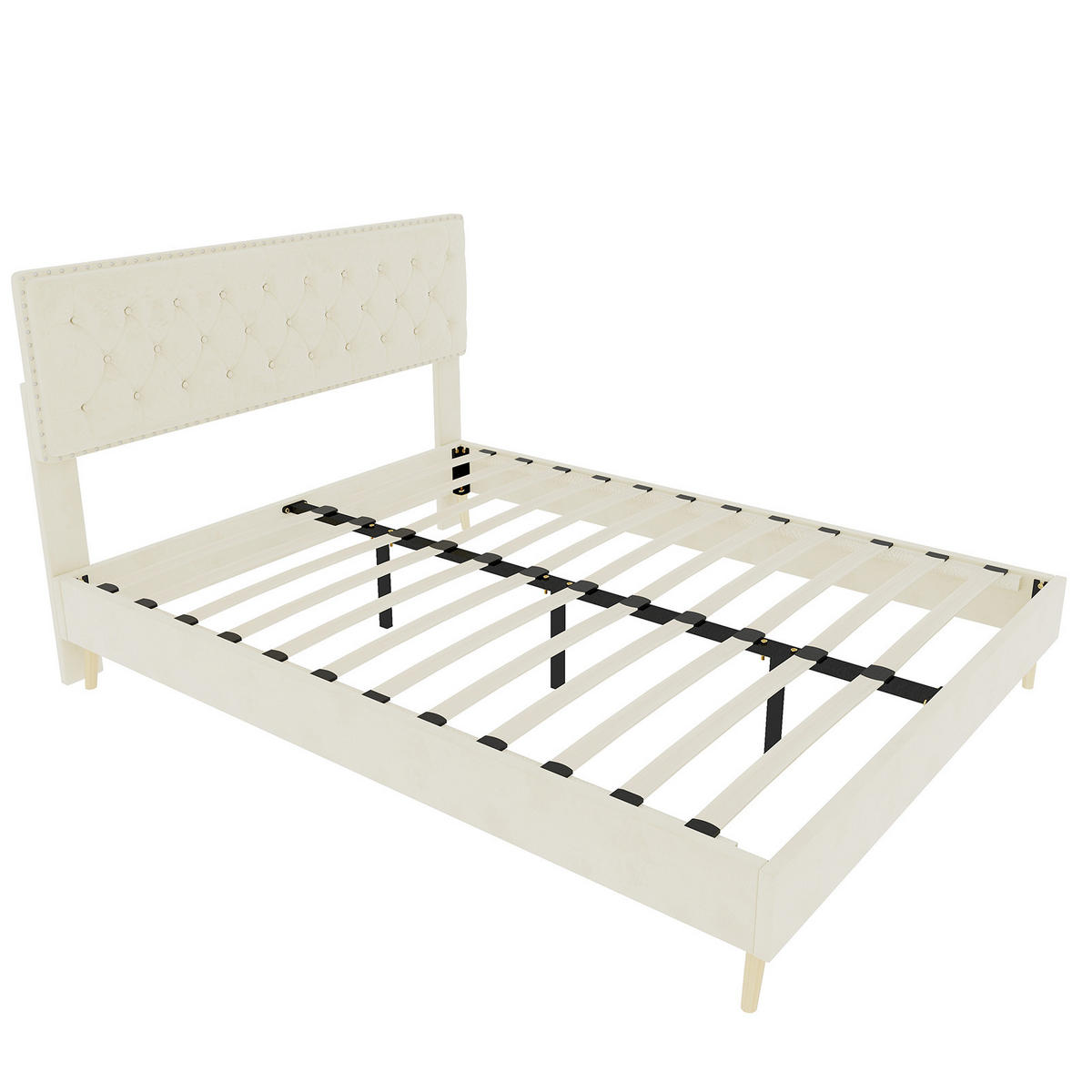 POLSTERBETT 160/200 cm DE-32971 mit Matratze Beige - Beige, Metall (160/200cm) - ComfortXL