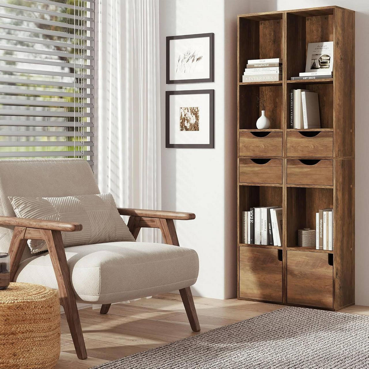 BÜCHERREGAL 30x158x24 cm, Braune Holzoptik - Teakfarben, Holzwerkstoff (30/158/24cm) - Woltu