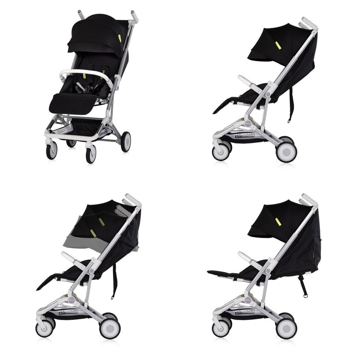 KINDERWAGEN Buggy Pocket schwarz klappbar Korb Frontbügel Sonnendach bis 22 kg - Schwarz, Metall (49/47/103cm) - Chipolino