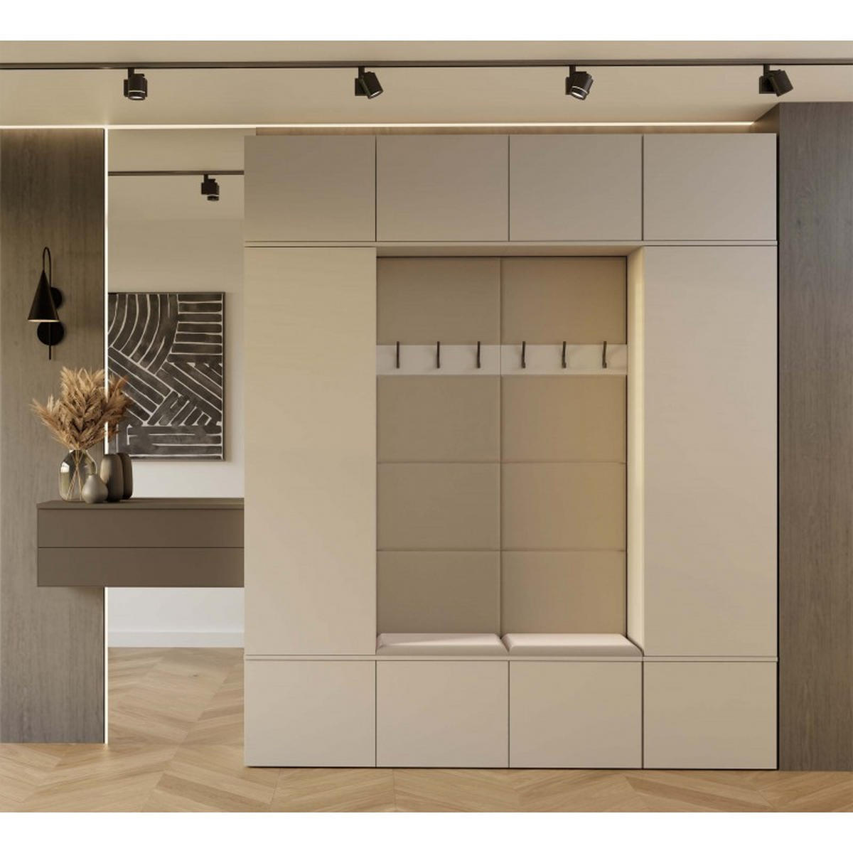 DULAP PENTRU HOL modern, set dulapuri: dulap pentru haine - dulap pentru pantofi, model cașmir 200/238/35 - cașmir, compozit lemnos (200/238/35cm) - RAUMHIRSCH FURNITURE