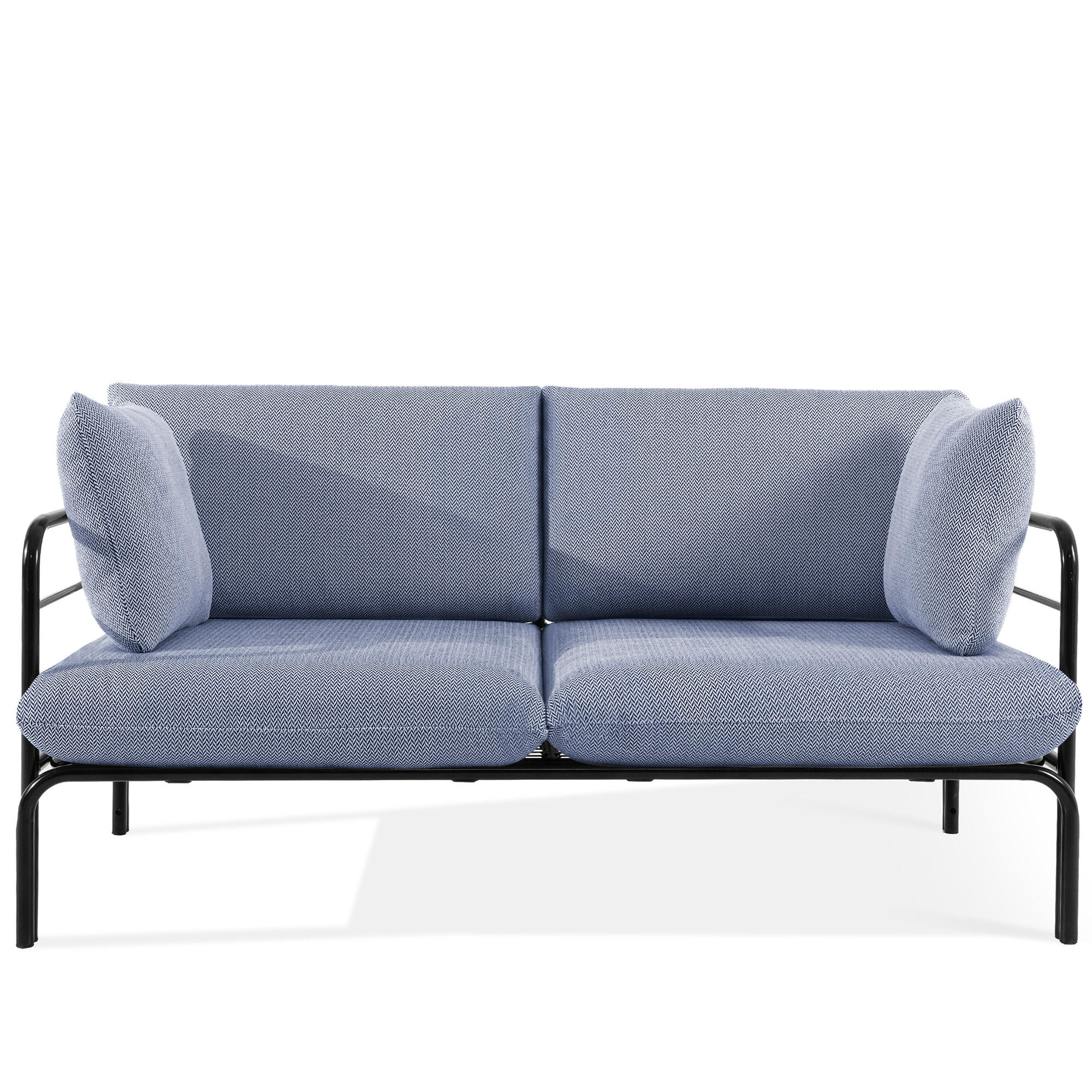 GARTENSOFA RAMBE 2-Personen mit Kissen, Anthrazit - Anthrazit/Dunkelblau, Textil/Metall (150/80/80cm) - KONSIMO®