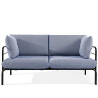 GARTENSOFA RAMBE 2-Personen mit Kissen, Anthrazit - Anthrazit/Dunkelblau, Textil/Metall (150/80/80cm) - KONSIMO®
