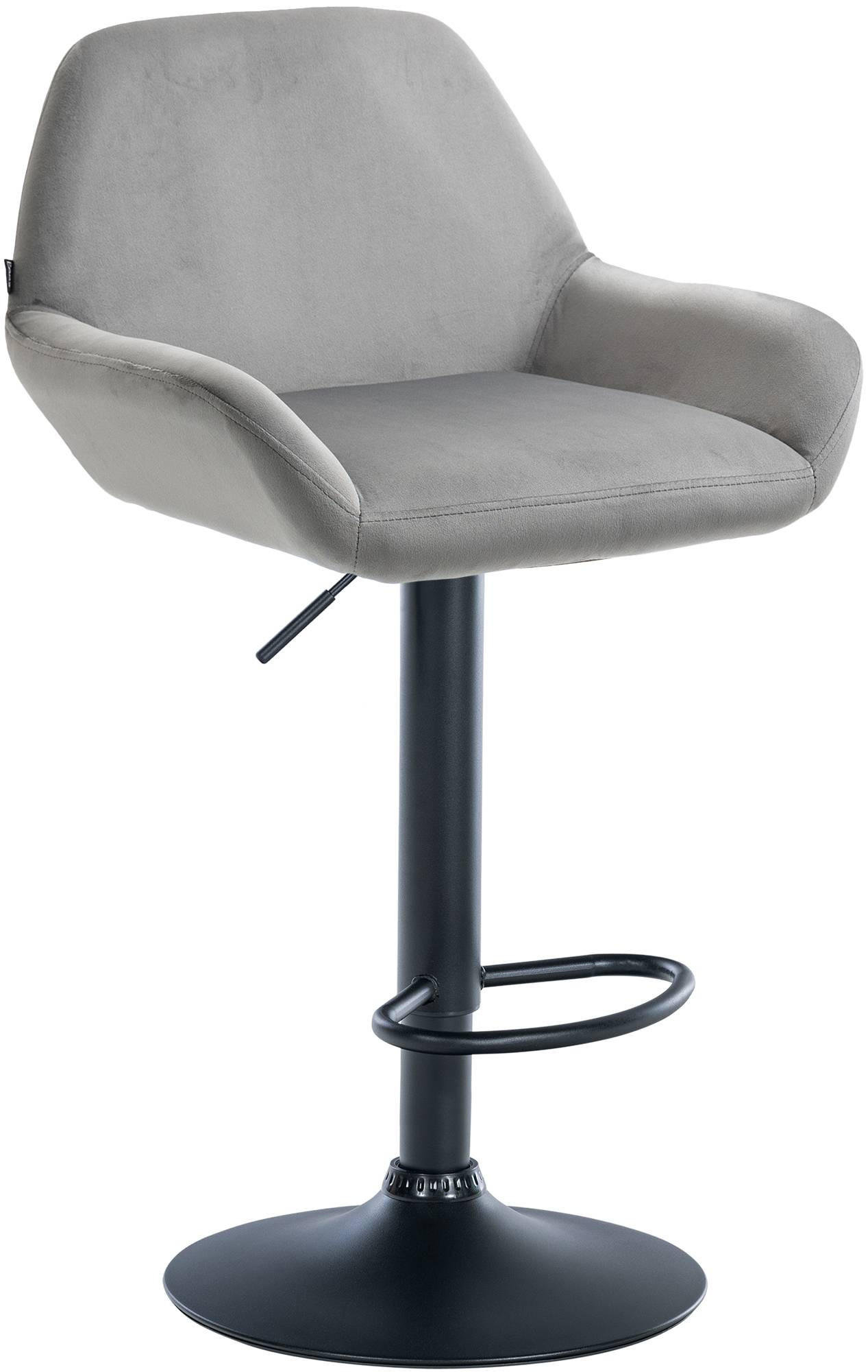 BARHOCKER Samt grau - Schwarz/Grau, Textil/Metall (51/89/52cm) - CLP