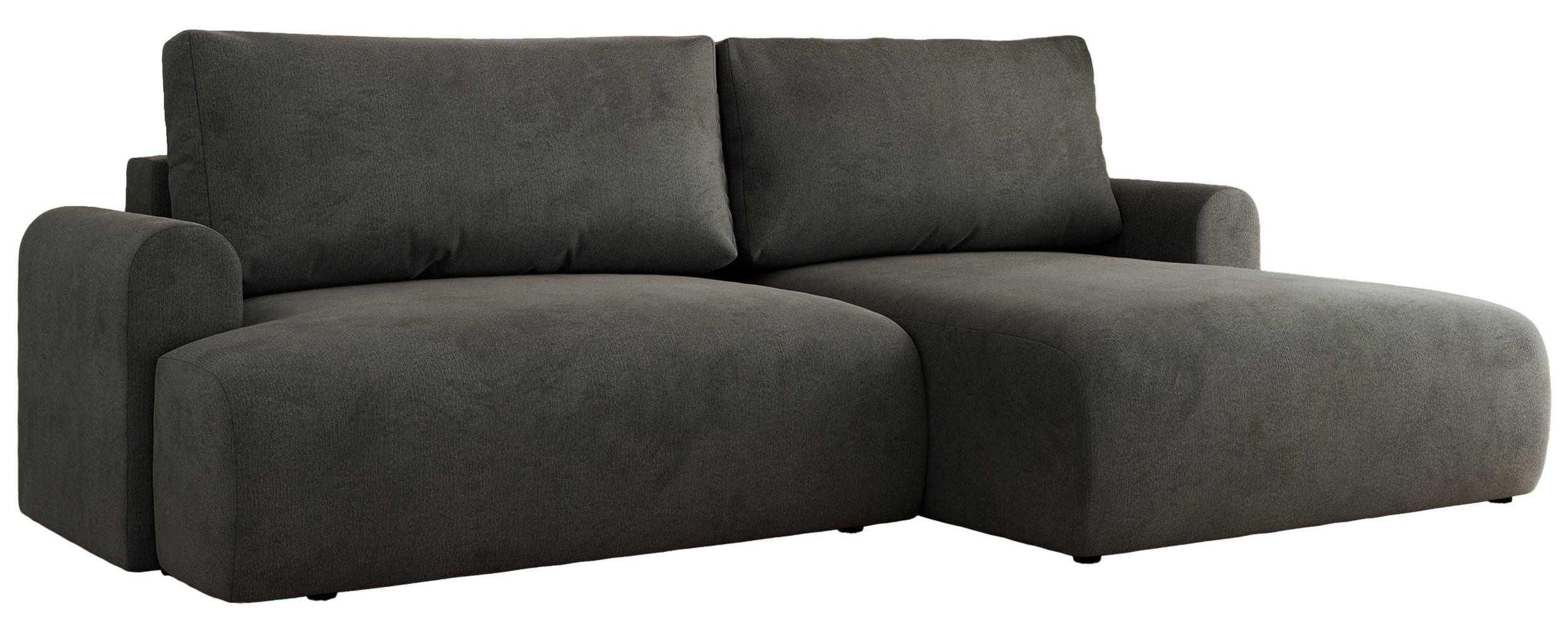 ECKSCHLAFSOFA TONO L Dunkelgrau Velvet - rechts - Dunkelgrau/Schwarz, Kunststoff/Textil (150/260cm) - MKS