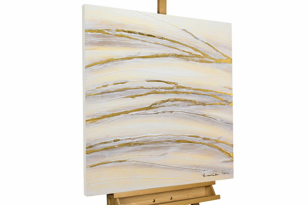 ACRYLBILD HANDGEMALT 80/80 cm - Goldfarben, Holz/Textil (1.48/80cm) - KUNSTLOFT