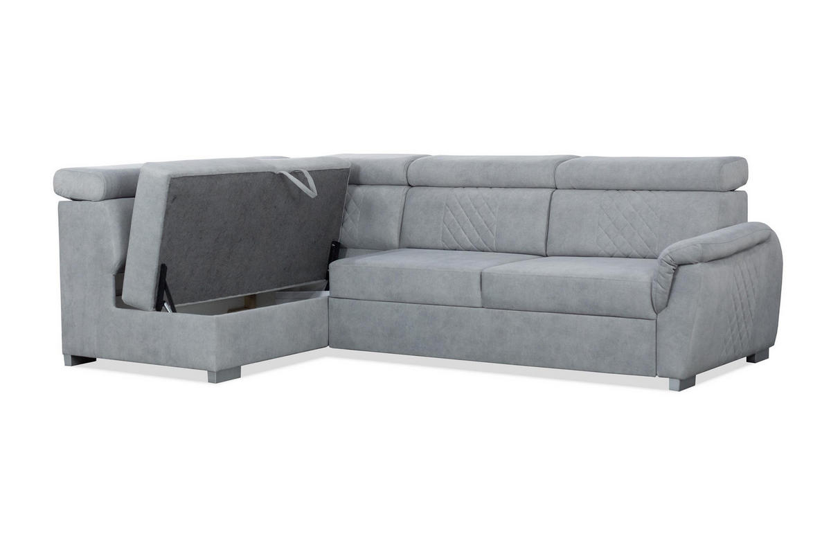 ECKSOFA Ravini Braun, mit Bettzeugablage und verstellbaren Kopfstützen, linke seite - Braun, Holzwerkstoff (253/156cm) - Bettso