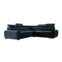 ECKSOFA APOLLO,mit Schlaffunktion und Bettkasten, Farbe: Blau, Velourstoff, Ottomane Links - Blau, Textil (255/255cm) - O-Sofa