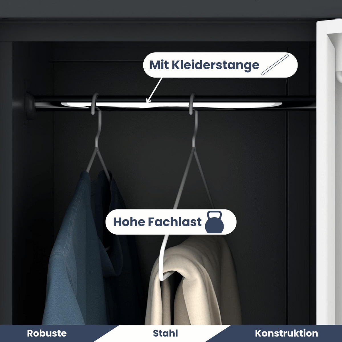 UMKLEIDESCHRANK Spind TOKIO 6 Abteile 185x90x45cm Anthrazit-Weiß - Anthrazit, Metall (90/185/45cm) - DELUKE