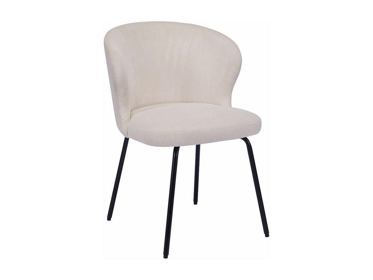 STUHL 6er-Set - Cord & schwarzes Metall - Cremefarben - RELIOZA - Creme, Textil (57.5/78/56.5cm) - Vente-Unique