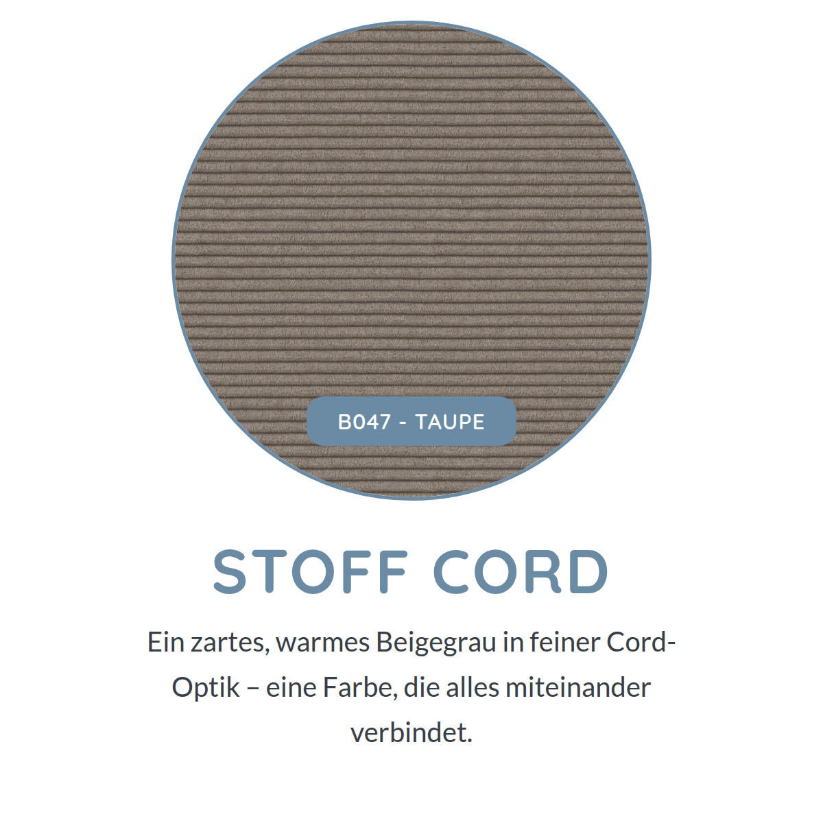 3-SITZER Umea Cord Beige 204/106/78 cm - Taupe, Kunststoff/Textil (204/78/106cm) - foamnova