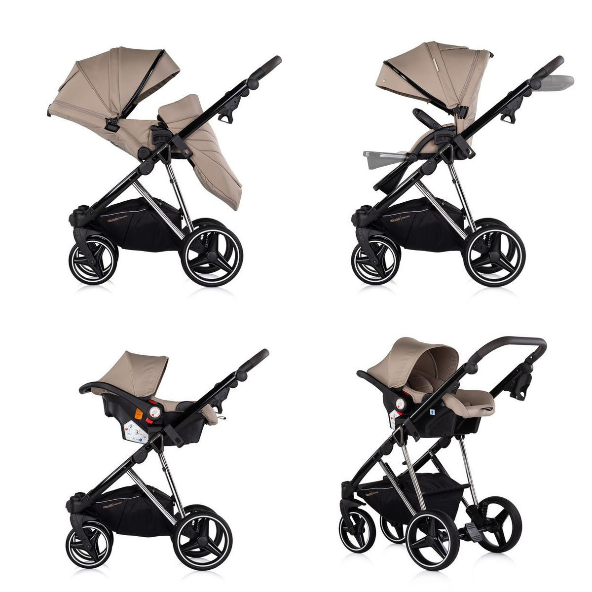 KOMBIKINDERWAGEN 3in1 Imperium braun Babyschale Babywanne Tasche Korb Gurt - Braun, Metall (98/59/110cm) - Chipolino