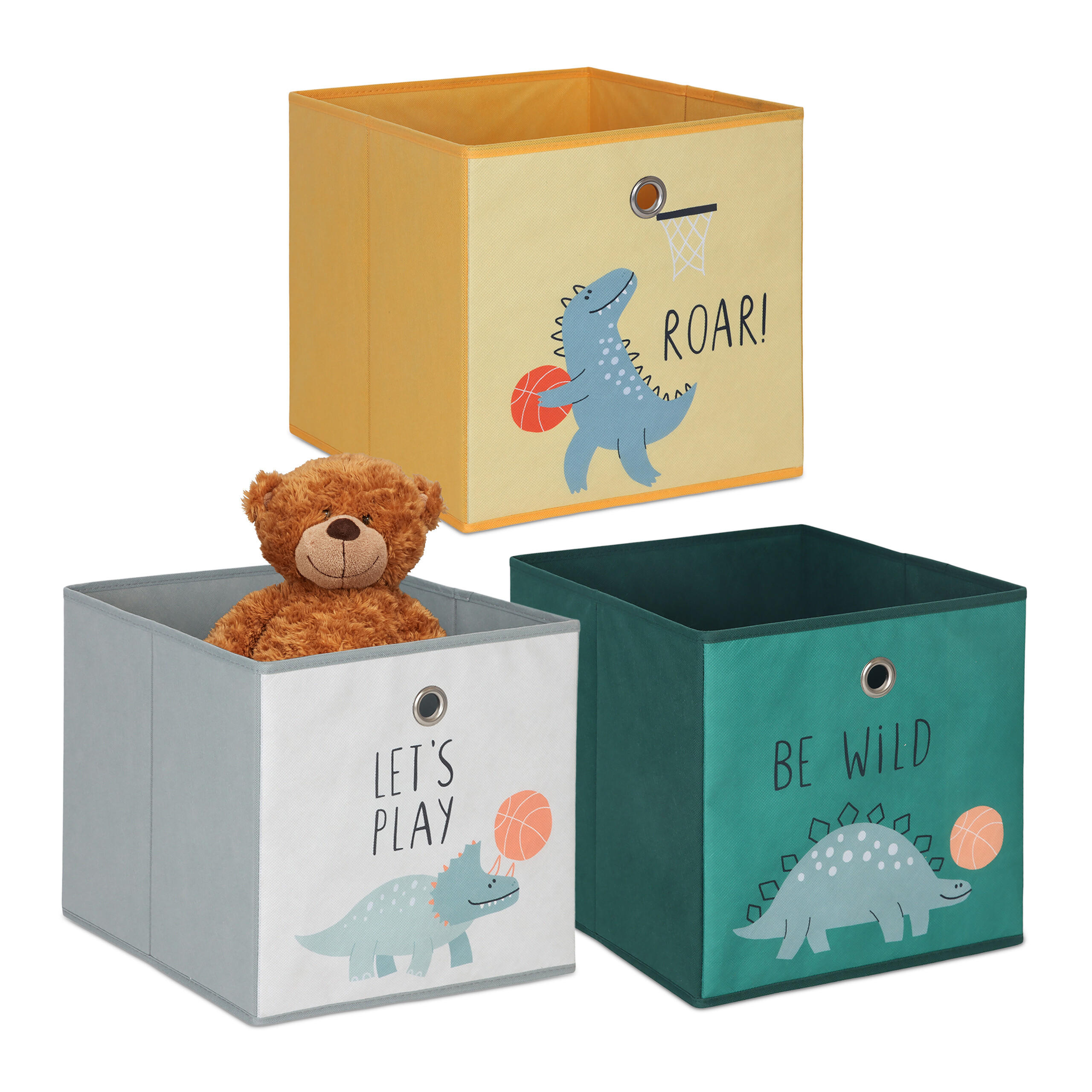 Relaxdays KRABICE Barevná 3ks-set skládací pro děti 30x30x30 cm